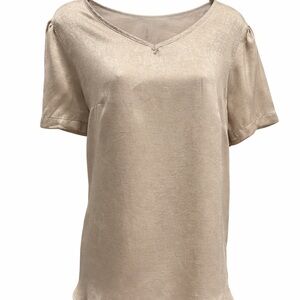 SHEIN Women's Shimmering Tan Blouse
